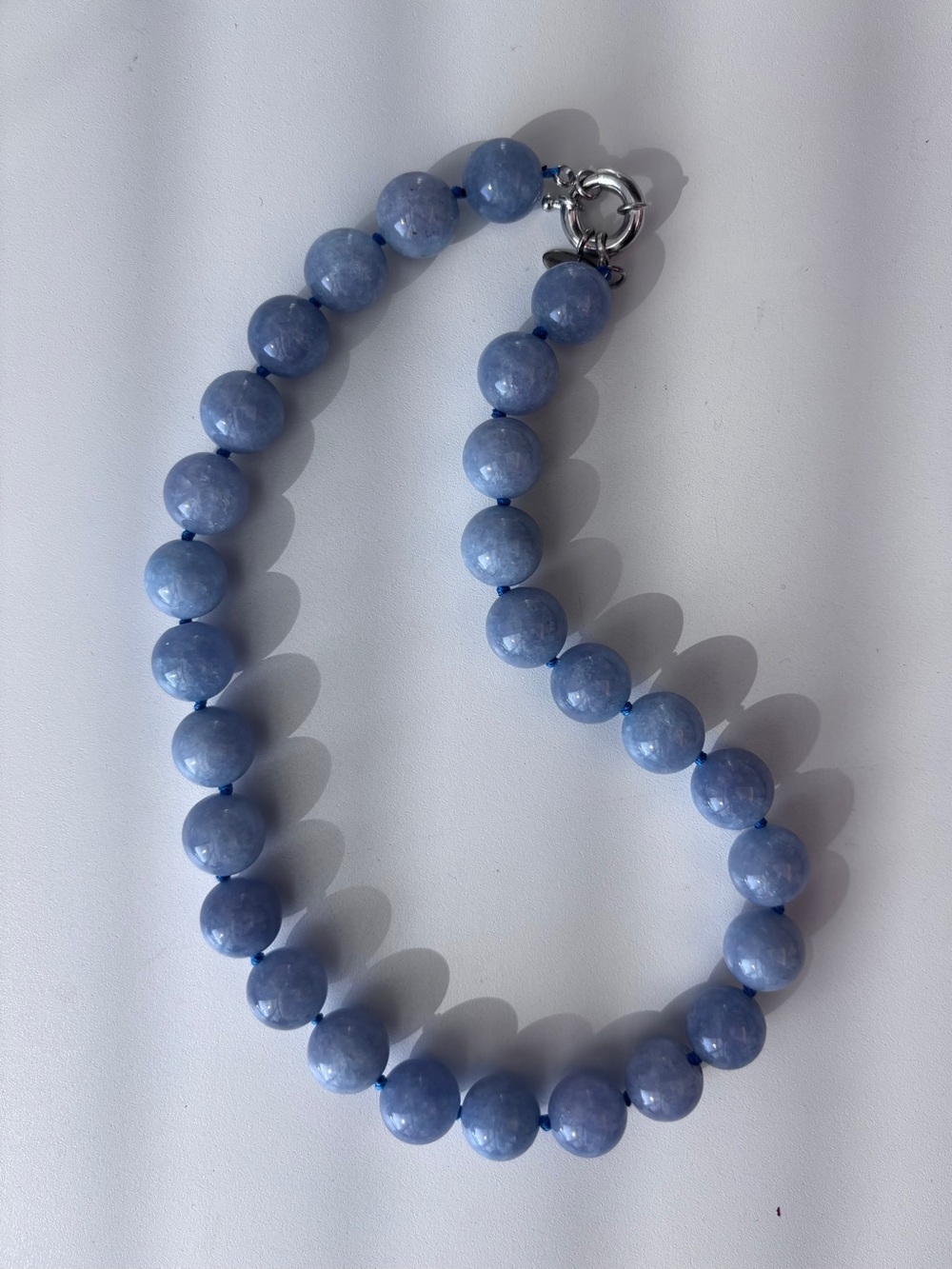 Elegant Green Jade Round 14 mm Beads Necklace